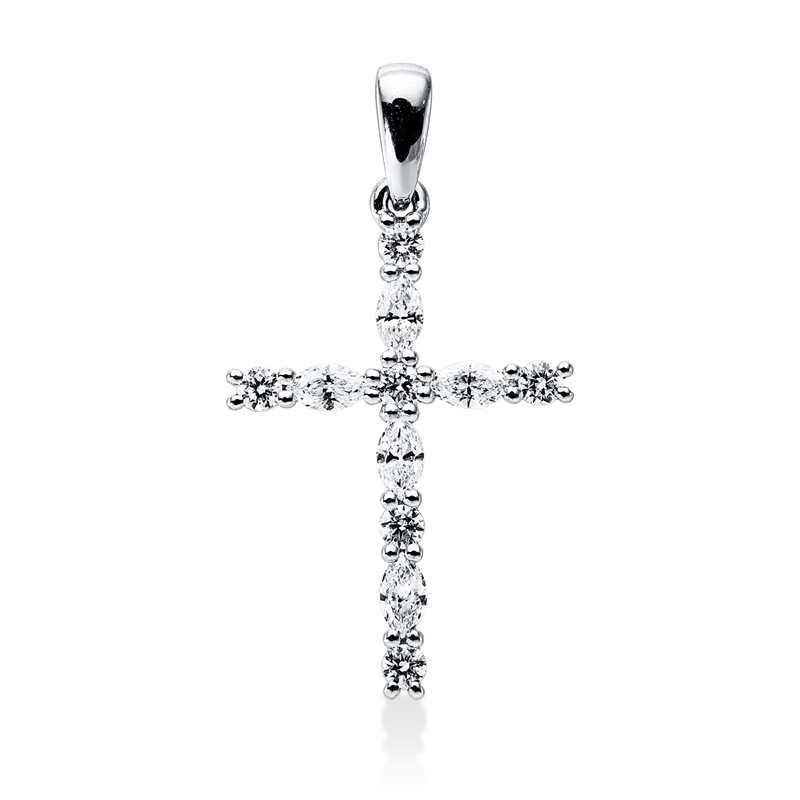 Anhänger 18 kt WG, mit Öse, 5 Nav. 0,32 ct, TW-vsi/si, 6 Brill. 0,18 ct, TW-vsi/si