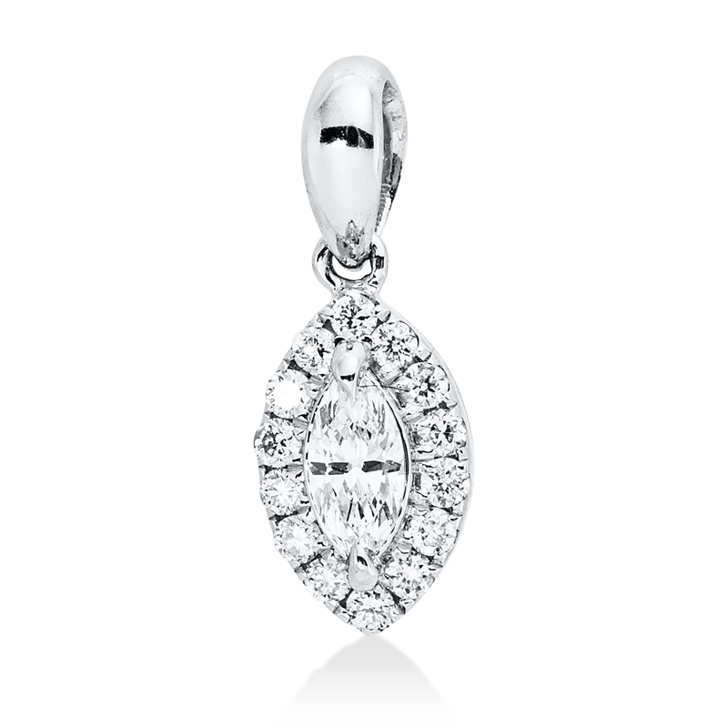 Anhänger 18 kt WG, 1 Nav. 0,05 ct, TW-si, 14 Brill. 0,05 ct, TW-si