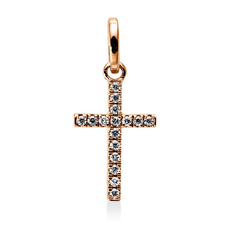 Anhänger 18 kt RG, mit Öse, 17 Brill. 0,04 ct, W-si