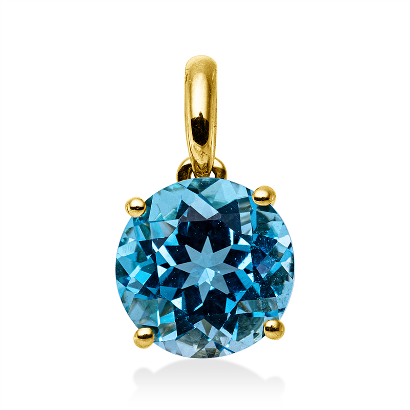 Anhänger 18 kt GG, 1 Topas 3,40 ct blau