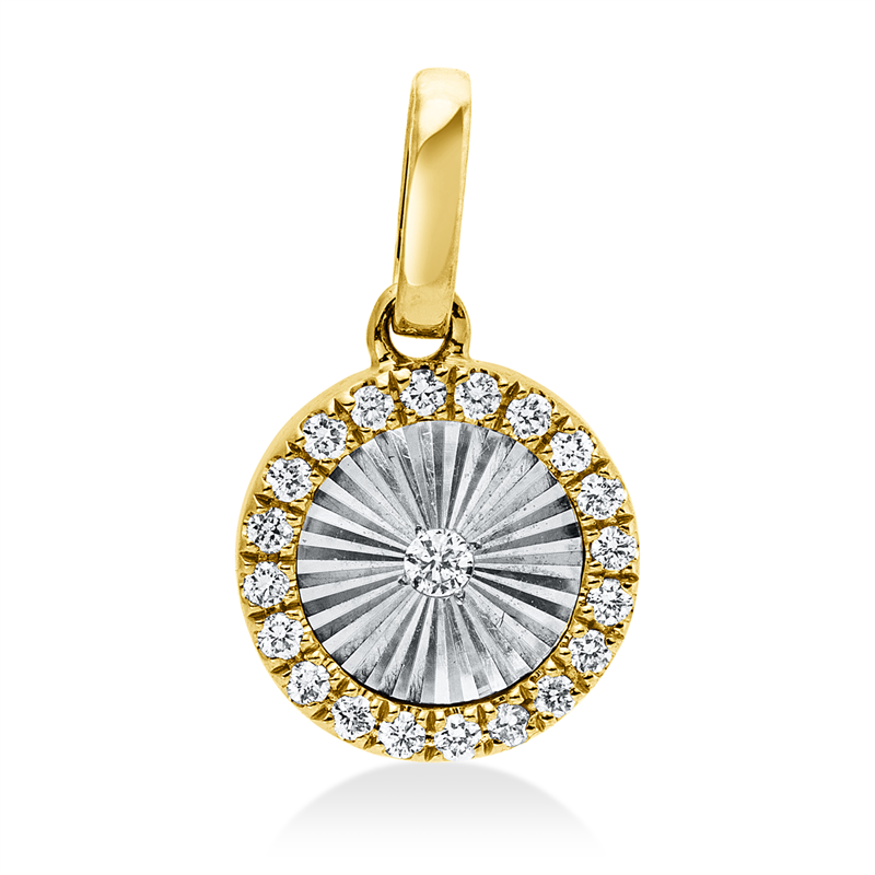 Anhänger 18 kt GG+WG, mit Öse, 21 Brill. 0,06 ct, W-si
