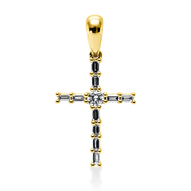 Anhänger 18 kt GG, 1 Brill. 0,06 ct, TW-si, 10 Bag. 0,13 ct, TW-si