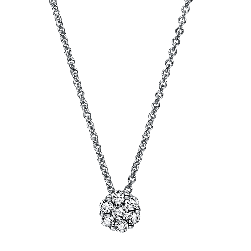 Collier 18 kt WG, 1 Brill. 0,06 ct, TW-si, 6 Brill. 0,20 ct, TW-si