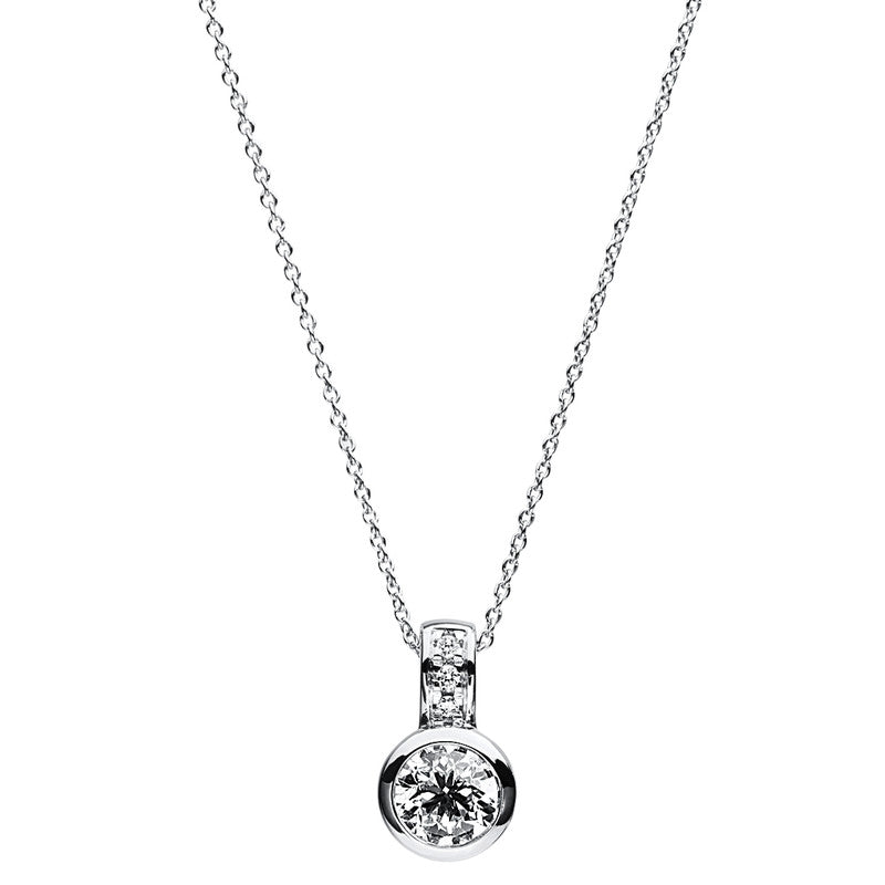 Collier 14 kt WG, ZÖ 40 cm, Anker, Karabiner, 3 Brill. 0,02 ct, TW-si, 1 Brill. 0,50 ct, TW-si