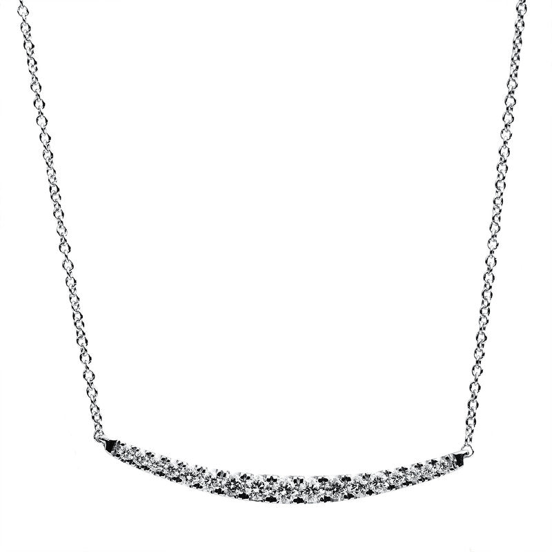 Collier 18 kt WG, mit ZÖ 40 cm, 17 Brill. 0,14 ct, TW-si