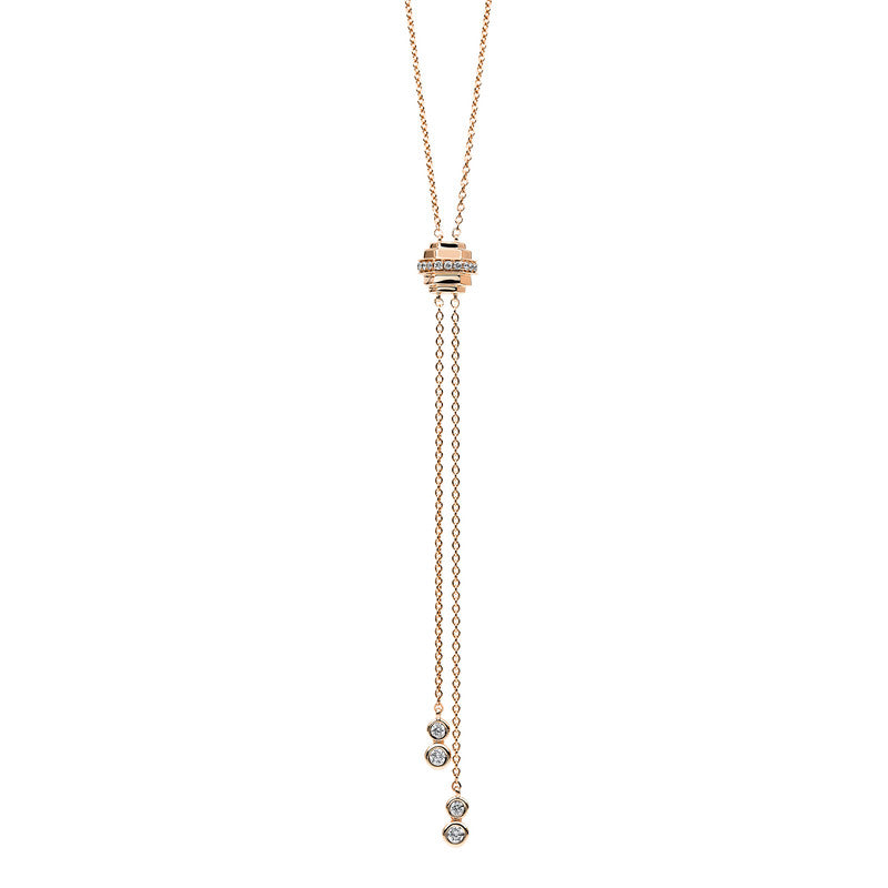 Collier 14 kt RG, 18 Brill. 0,07 ct, TW-si, 2 Brill. 0,05 ct, TW-si, 2 Brill. 0,04 ct, TW-si