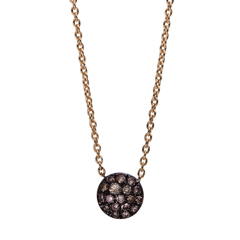 Collier 14 kt RG, Fassung schwarz rhodiniert, 18 Brill. 0,19 ct, braun