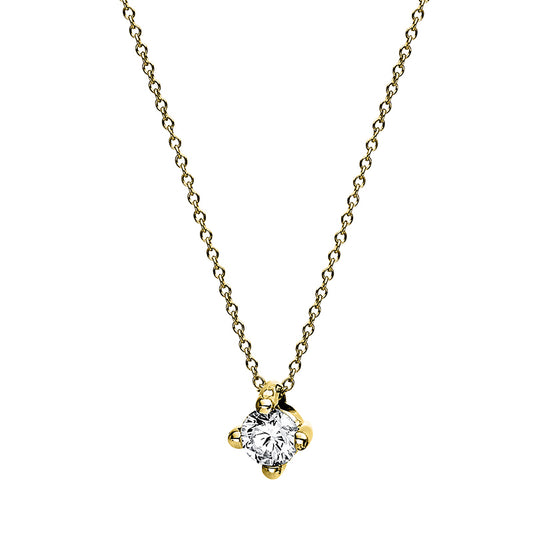 Collier 14 kt GG, 1 Brill. 0,15 ct, TW-si