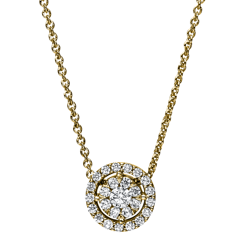 Collier 14 kt GG, 8 Brill. 0,13 ct, TW-si, 1 Brill. 0,11 ct, TW-si, 17 Brill. 0,18 ct, TW-si
