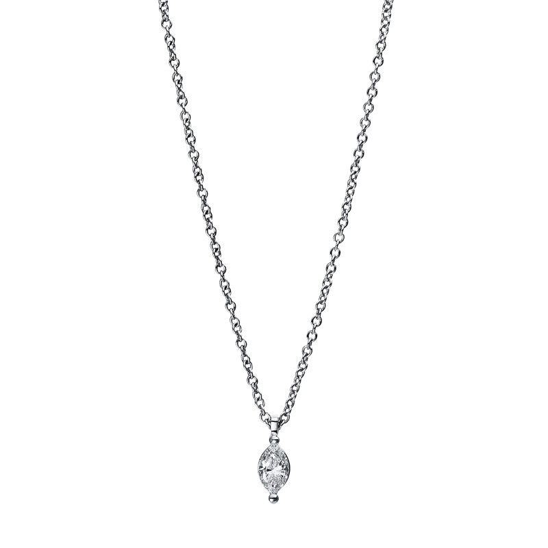 Collier 18 kt WG, 1 Nav. 0,15 ct, TW-si