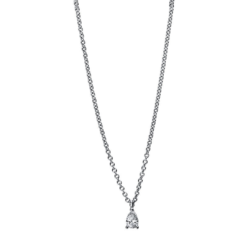 Collier 18 kt WG, 1 Tropfen 0,08 ct, TW-si