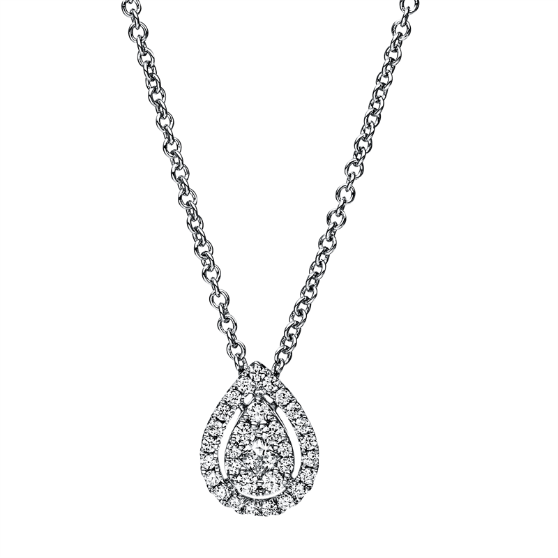 Collier 18 kt WG, 1 Princ. 0,06 ct, TW-si, 30 Brill. 0,16 ct, TW-si