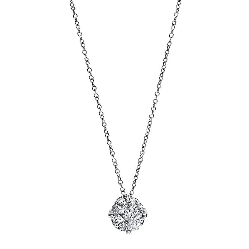 Collier 18 kt WG, 1 Princ. 0,23 ct, TW-si, 4 Nav. 0,53 ct, TW-si