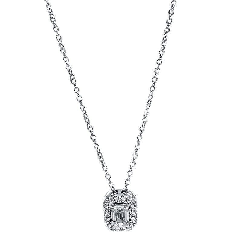 Collier 18 kt WG, 1 Sm.schliff 0,24 ct, TW-si, 14 Brill. 0,07 ct, TW-si