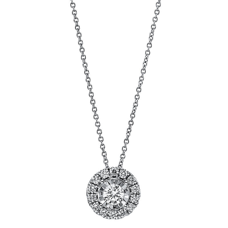Collier 18 kt WG, 1 Brill. 0,25 ct, TW-si, 14 Brill. 0,24 ct, TW-si