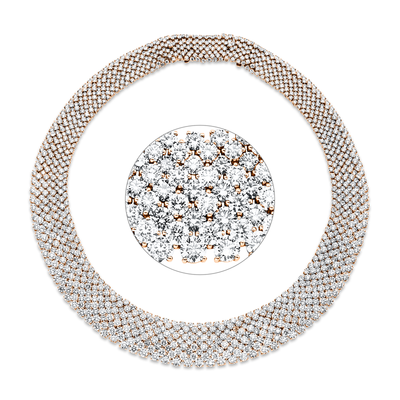 Collier 18 kt RG, 1098 Brill. 71,65 ct, TW-vsi