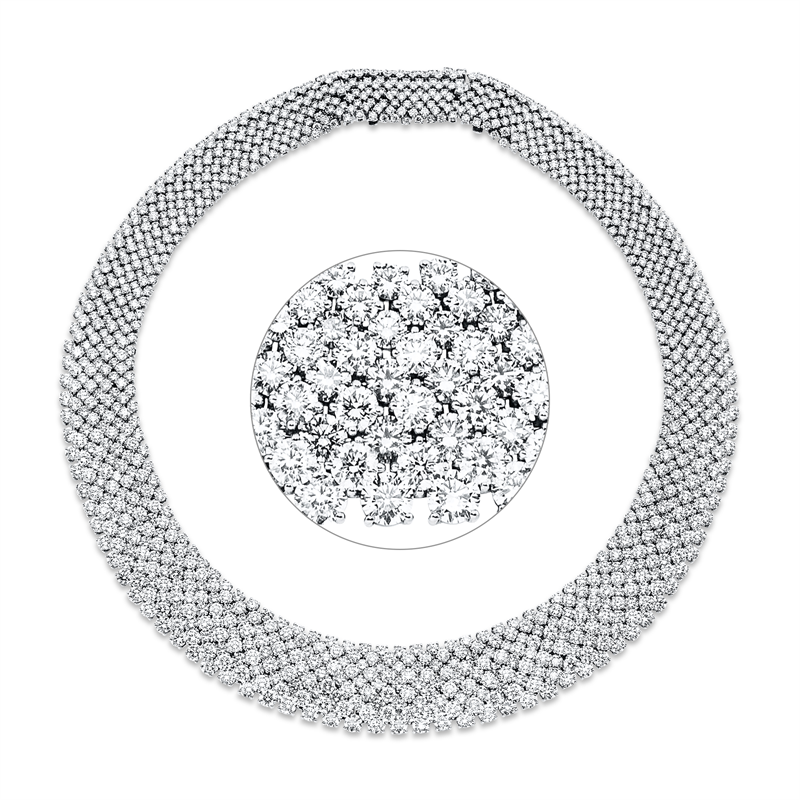 Collier 18 kt WG, 1098 Brill. 71,62 ct, TW-vsi/si