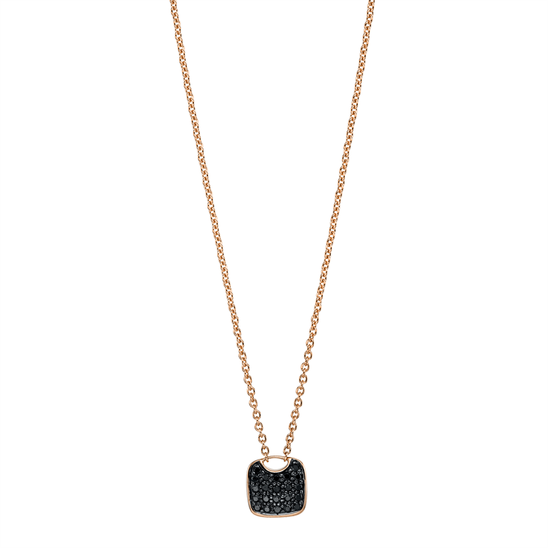 Collier 18 kt RG, Fassung schwarz rhodiniert, 22 Brill. 0,11 ct, schwarz