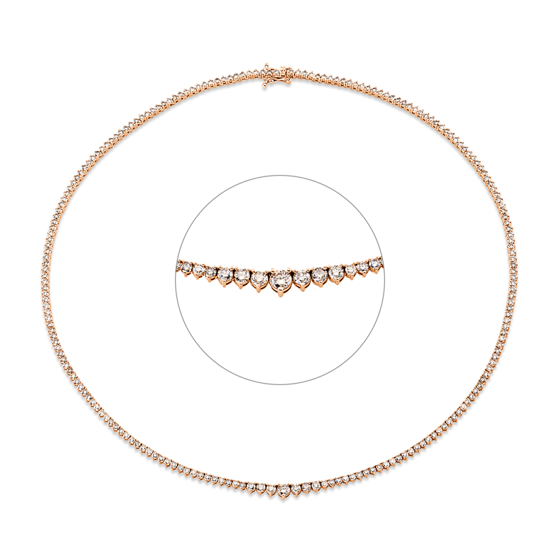 Collier 18 kt RG, 204 Brill. 5,75 ct, braun