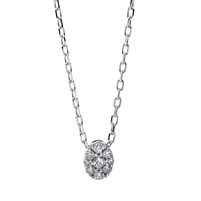 Collier 18 kt WG, mit ZÖ 40 cm and 43cm, 6 Brill. 0,08 ct, TW-si, 1 Princ. 0,03 ct, TW-si, 2 Brill. 0,01 ct, TW-si