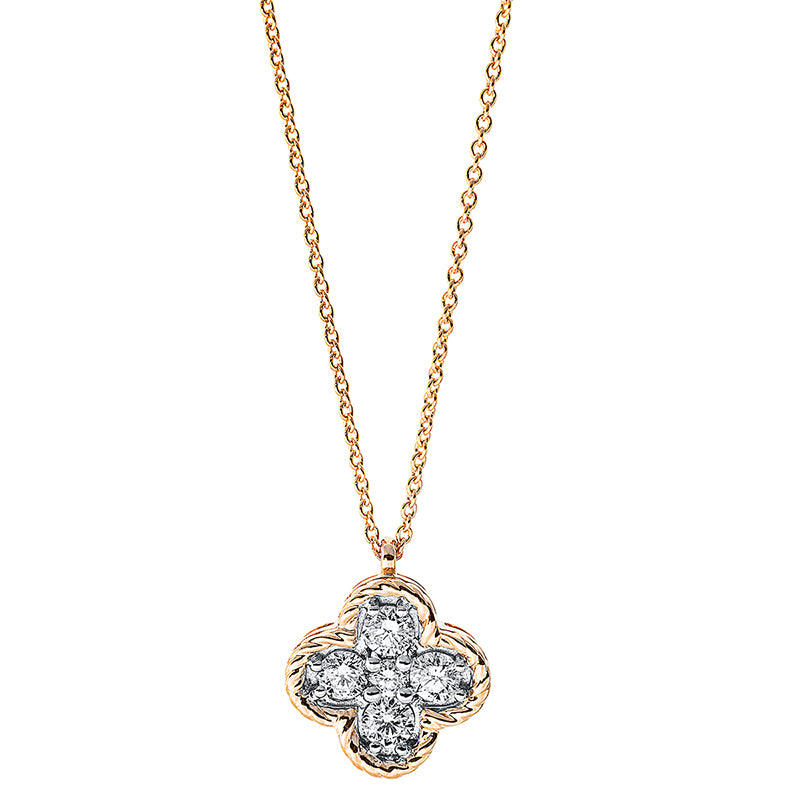 Collier 18 kt RG, mit Öse, 4 Brill. 0,39 ct, TW-si, 1 Brill. 0,04 ct, TW-si