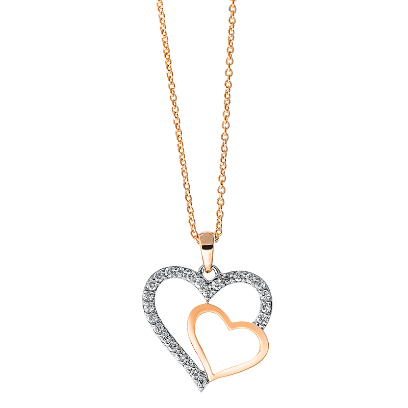 Collier 18 kt RG, Fassung rhodiniert, 25 Brill. 0,21 ct, TW-si