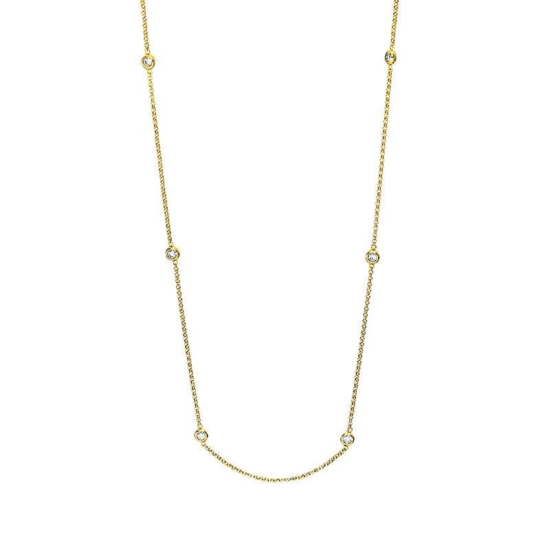 Collier 18 kt GG, mit ZÖ 42.5 cm, 10 Brill. 0,39 ct, TW-si