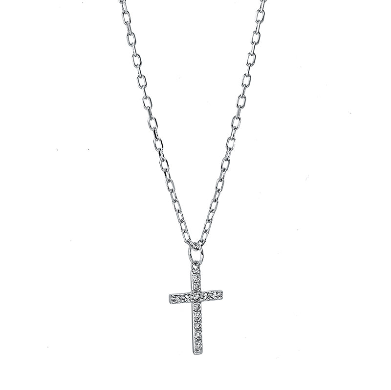 Collier 18 kt WG, mit Öse, 12 Brill. 0,05 ct, TW-si