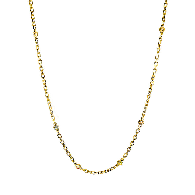 Collier 18 kt GG, mit ZÖ 40,6 cm, 12 Saphire 0,40 ct multicolor