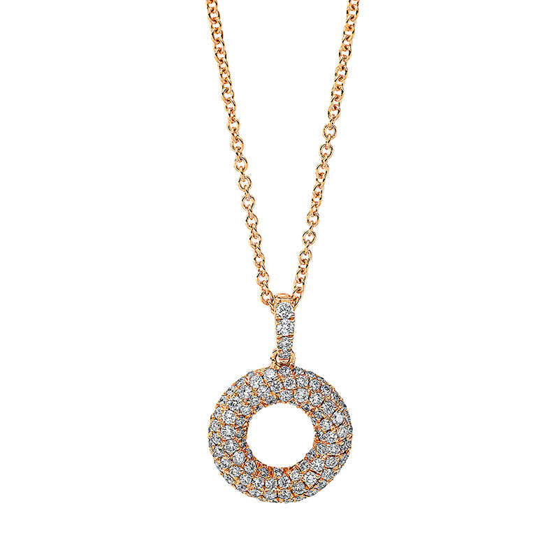 Collier 18 kt RG, mit ZÖ 40 cm + 42.5 cm, 100 Brill. 0,48 ct, TW-si
