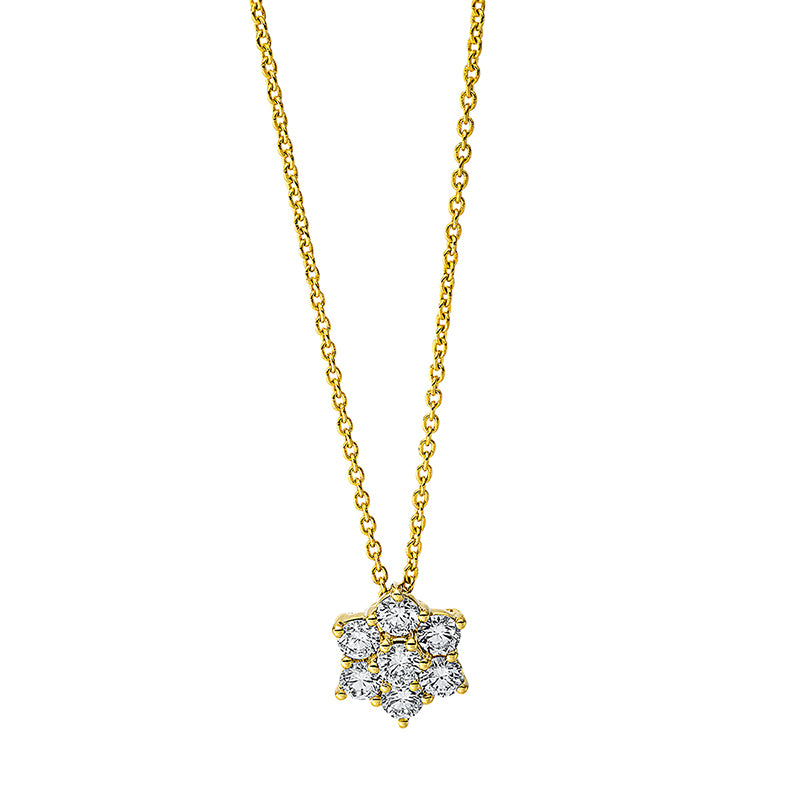 Collier 18 kt GG, mit ZÖ 42 cm, 1 Brill. 0,06 ct, TW-si, 6 Brill. 0,30 ct, TW-si