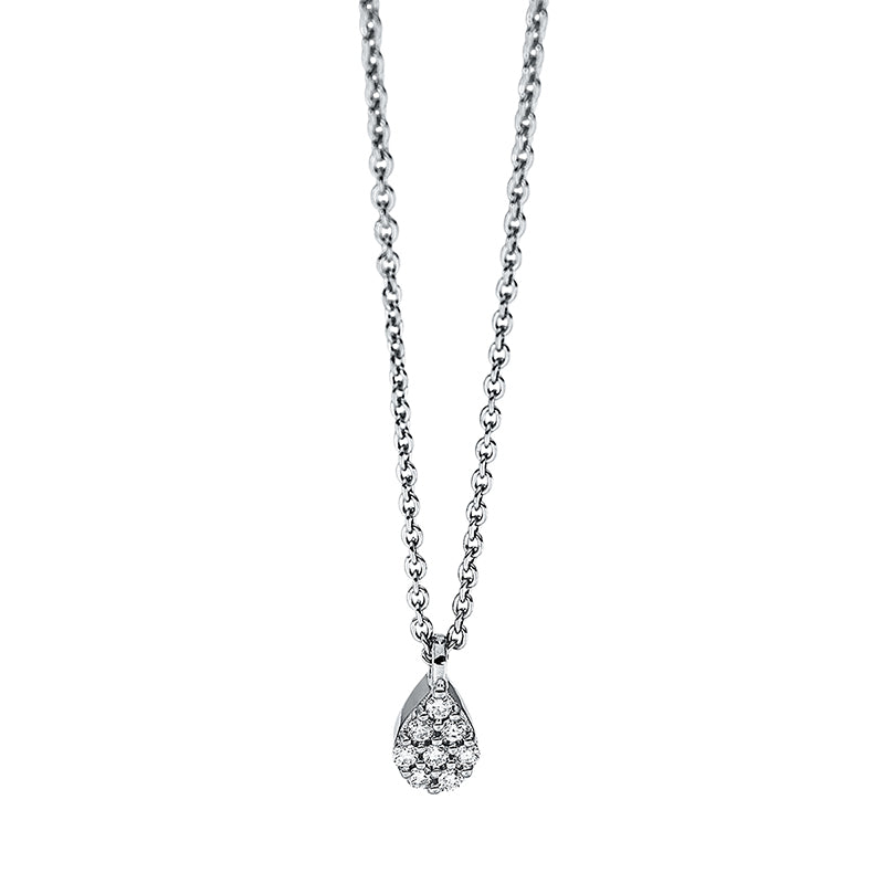 Collier 18 kt WG, mit ZÖ 42 cm, 2 Brill. 0,02 ct, TW-si, 6 Brill. 0,03 ct, TW-si