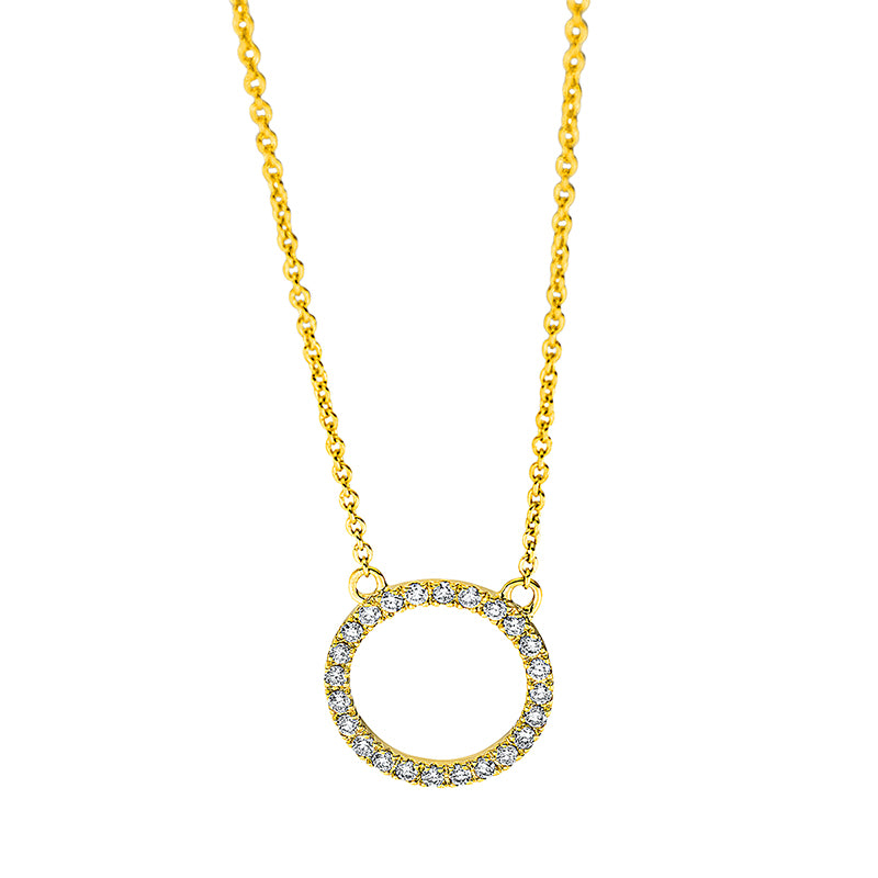 Collier 18 kt GG, mit ZÖ 42 cm, 24 Brill. 0,11 ct, TW-si