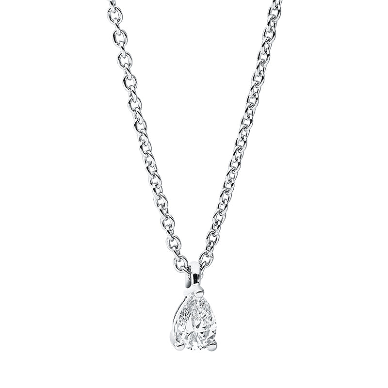 Collier 18 kt WG, mit ZÖ 42 cm, 1 Tropfen 0,10 ct, TW-si