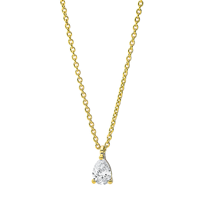 Collier 18 kt GG, mit ZÖ 42 cm, 1 Tropfen 0,20 ct, TW-si