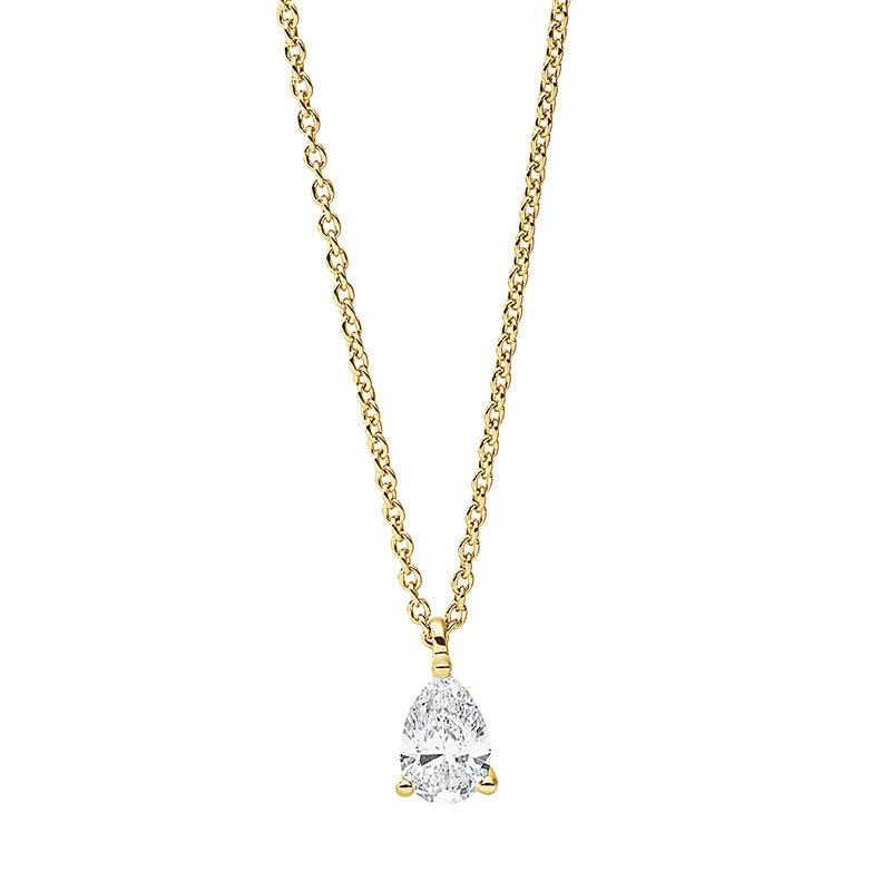 Collier 18 kt GG, mit ZÖ 42 cm, 1 Tropfen 0,25 ct, TW-si