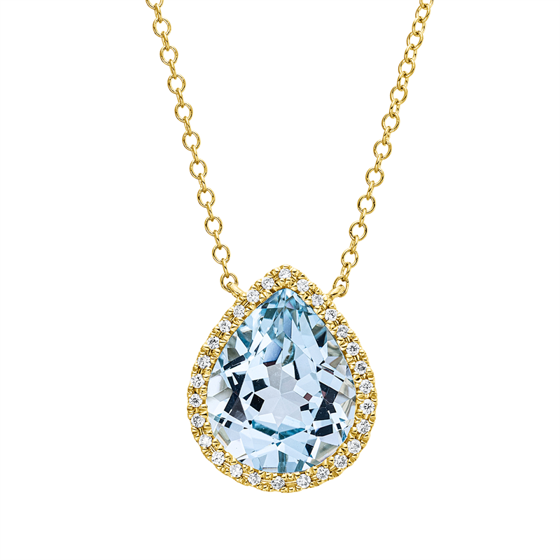 Collier 18 kt GG, 28 Brill. 0,11 ct, TW-si, 1 Topas 3,80 ct sky blue
