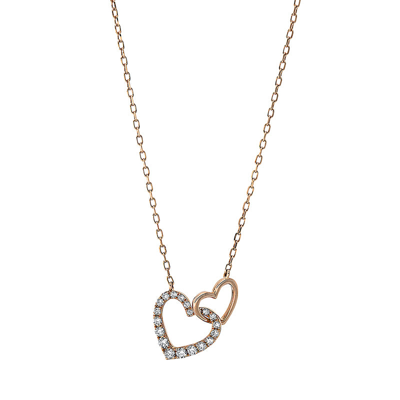 Collier 18 kt RG, 7 Brill. 0,04 ct, TW-pi, 13 Brill. 0,20 ct, TW-pi