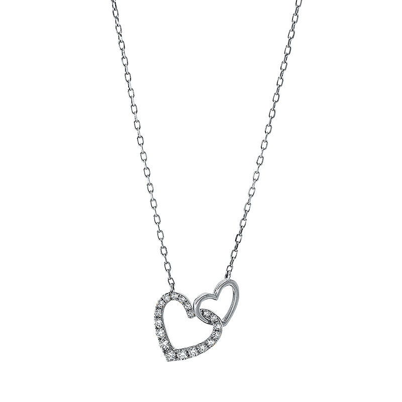 Collier 18 kt WG, 9 Brill. 0,06 ct, TW-pi, 11 Brill. 0,18 ct, TW-pi