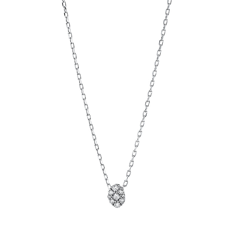 Collier 18 kt WG, 2 Brill. 0,01 ct, TW-pi, 1 Princ. 0,03 ct, TW-si, 6 Brill. 0,09 ct, TW-pi