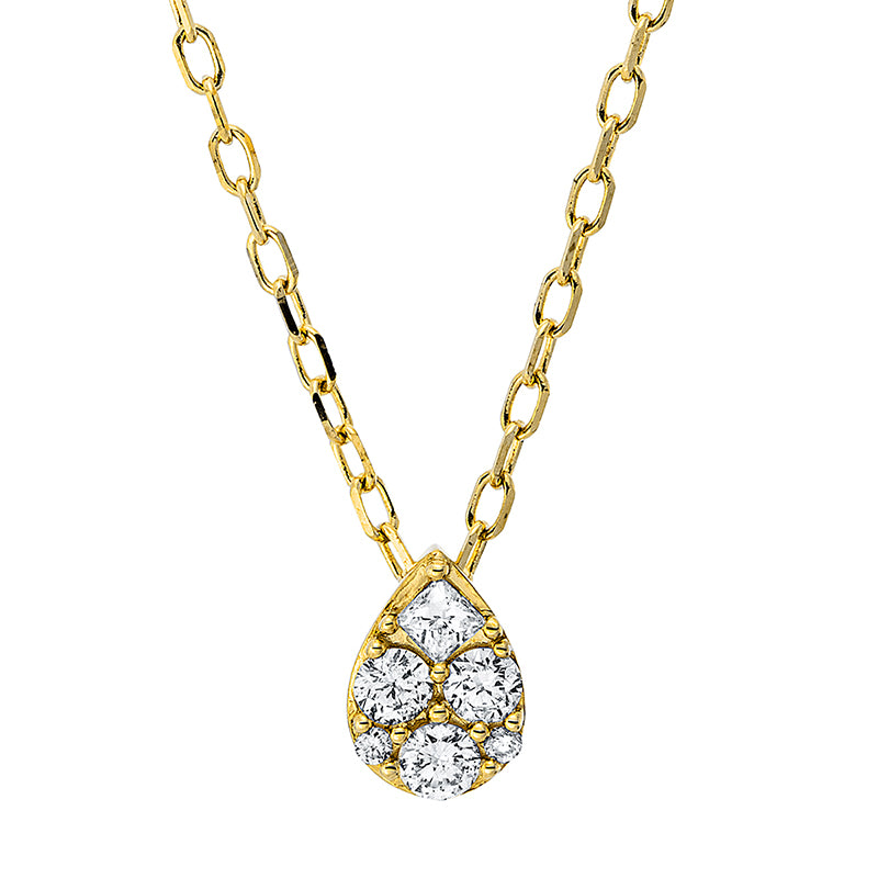 Collier 18 kt GG,3 Brill. 0,10 ct, TW-pi, 1 Princ. 0,03 ct, TW-si, 2 Brill. 0,01 ct, TW-pi