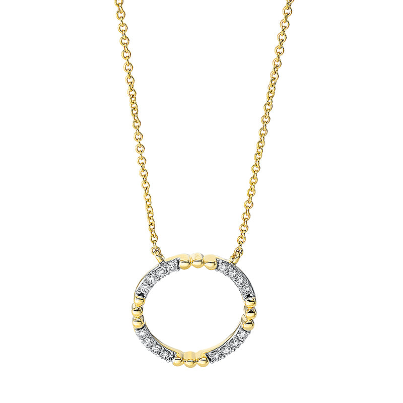 Collier 18 kt GG, Fassung rhodiniert, loop 40 cm, 16 Brill. 0,14 ct, TW-si