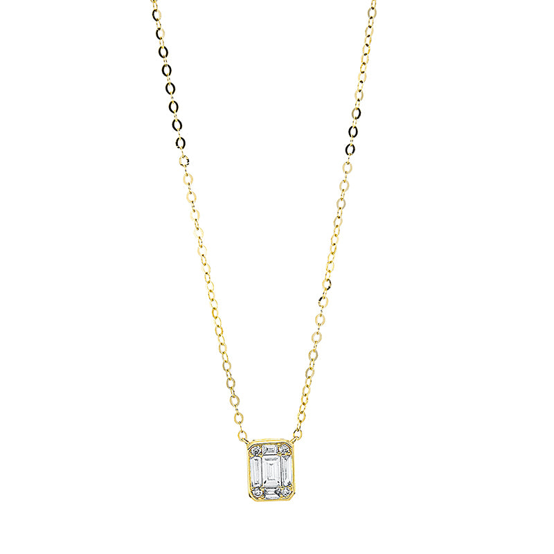 Collier 18 kt GG, mit ZÖ 46 cm, 48 cm, 2 Bag. 0,05 ct, TW-si, 3 Bag. 0,20 ct, TW-si, 4 Brill. 0,04 ct, TW-si