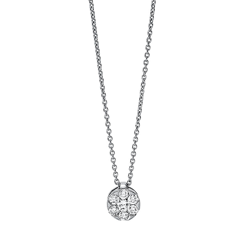 Collier 18 kt WG, mit ZÖ 42 cm, 1 Brill. 0,08 ct, TW-si, 6 Brill. 0,18 ct, TW-si