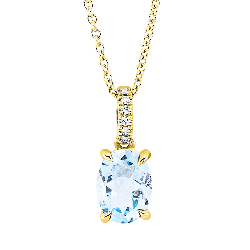 Collier 18 kt GG, 6 Dia. 0,02 ct, TW-si, 1 Topas 1,65 ct sky blue