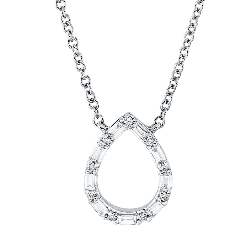 Collier 18 kt WG, 9 Bag. 0,08 ct, TW-si, 9 Brill. 0,02 ct, TW-si