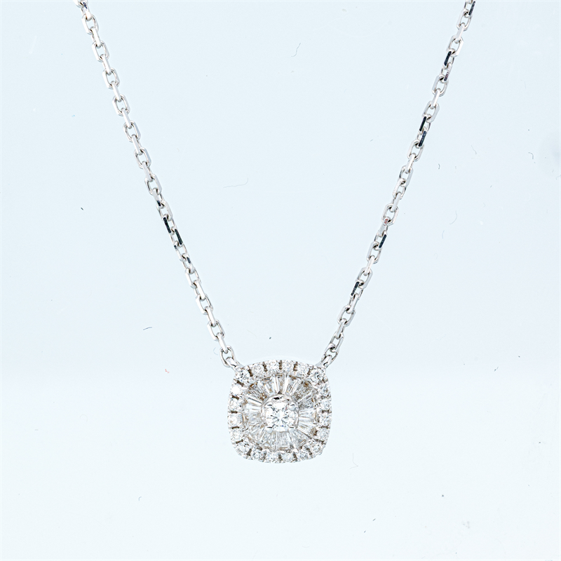 Collier 18 kt WG, Bag. 0,10 ct, TW-si, Brill. 0,10 ct, TW-si