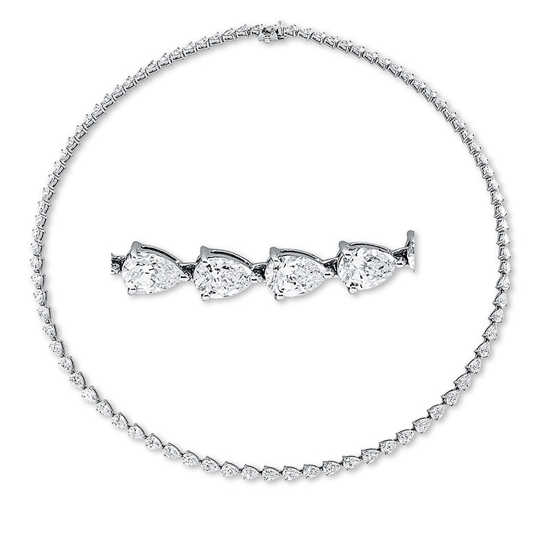 Collier 18 kt WG, 24 Tropfen 5,74 ct, 6 Tropfen 1,16 ct,6 Tropfen 1,01 ct,52 Tropfen 4,52 ct, TW-si