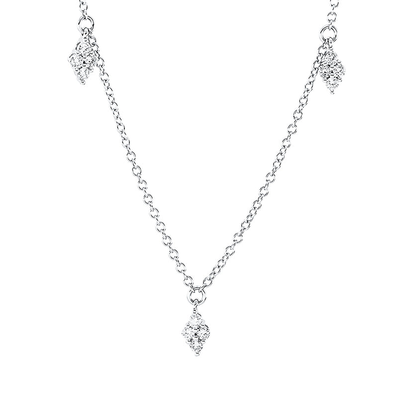 Collier 18 kt WG, mit ZÖ 40,6 cm, 20 Brill. 0,42 ct, TW-si