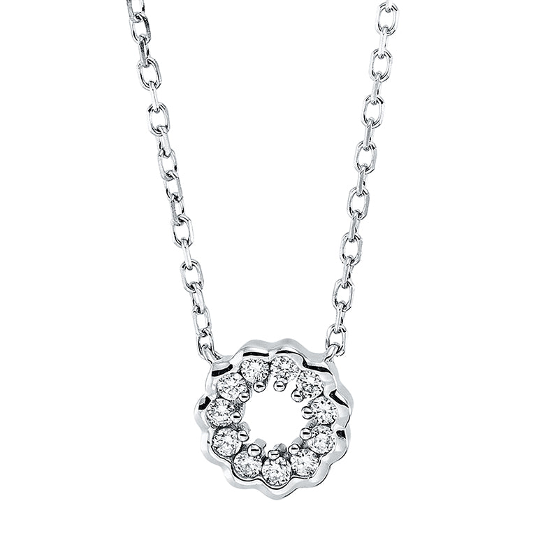 Collier 18 kt WG, mit ZÖ 40 cm, 11 Brill. 0,07 ct, TW-si